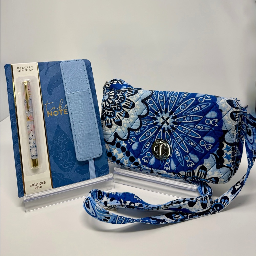Bundle: Vera Bradley Crossbody Bag and Badgley Mischka Notebook and Pen Set